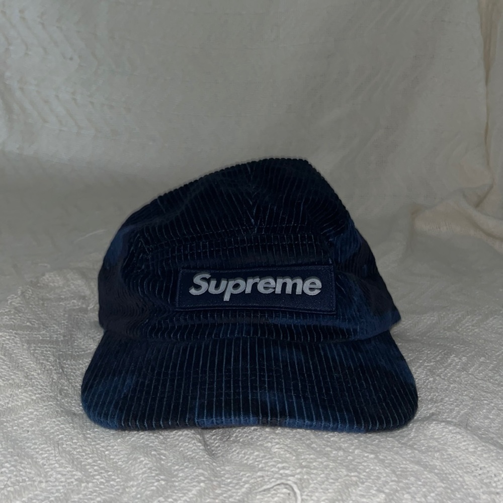 Supreme black & blue camo hat